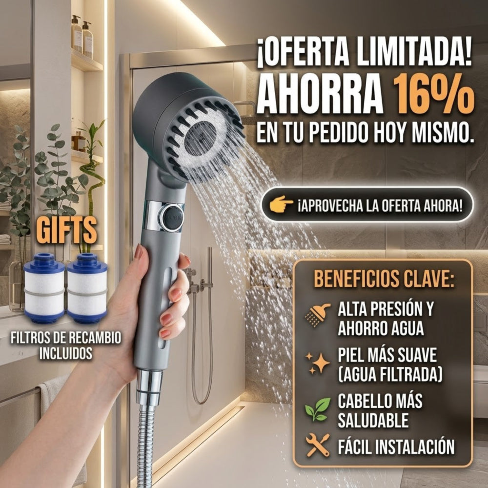 AQUAPRESS 💧 CABEZAL PREMIUM AJUSTABLE🚿 !16% OFF SOLO POR HOY! 🔥
